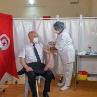 Le président tunisien Kais Saied a reçu sa première dose de vaccin lundi 12 juillet 2021.