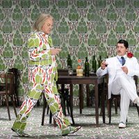 Verdi, Falstaff – mise en scène Barrie Kosky, direction musicale Daniele Rustioni : Christopher Purves (Sir John Falstaff) et Stéphane Degout (Ford)