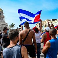 Photo prise à La Havane à Cuba lors de la manifestation du 11 juillet 2021.