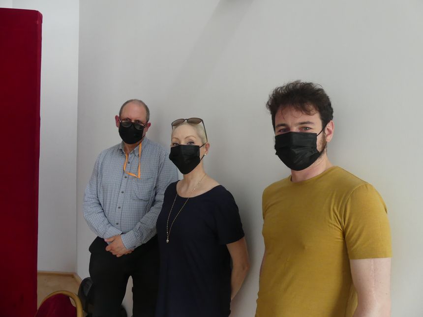 David Alberman, Ginette Decuyper et Olivier Stankiewicz, avant la représentation de mercredi soir