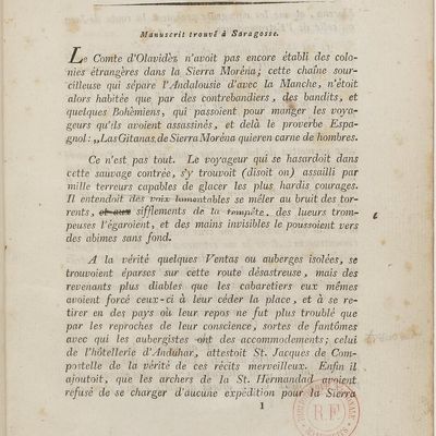 Extrait de "Manuscrit trouvé à Saragosse" de Jan Potocki