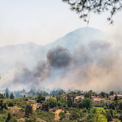 Les incendies en Grèce, près d'Athènes