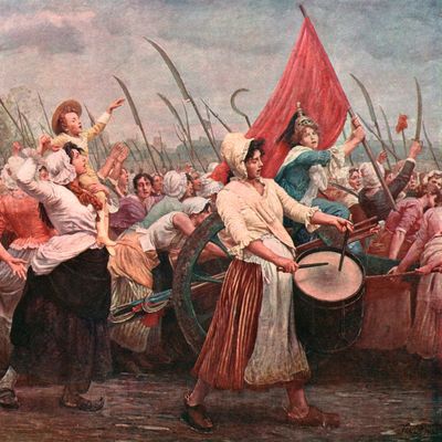 Femmes de toutes catégories sociales se dirigeant vers Versailles (représentation de la marche du 5 octobre 1789)