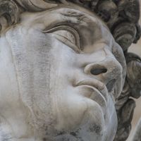 Statue de David de Michel-Ange, détail. Florence, Italie