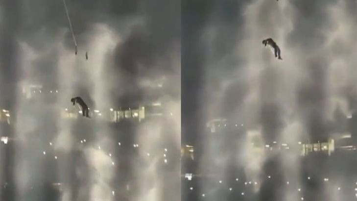 Montage photo - Kanye West - dans les airs pour la seconde release party de "Donda" (capture Instagram)
