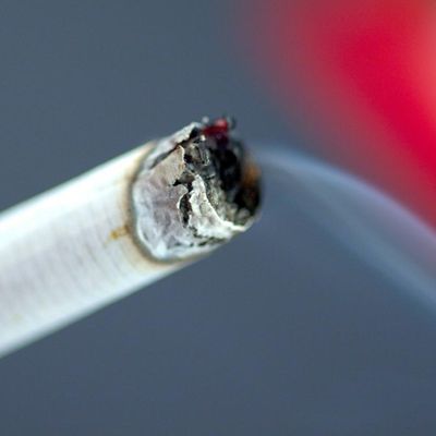 Une cigarette en train de se consumer. L'intrigue du livre de Marin Ledun se déroule dans le monde de l'industrie du tabac.