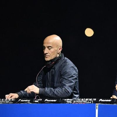 Le duo Cassius, Hubert Blanc-Francard, alias Boombass (à gauche), et Philippe Zdar, lors d'un live au Parc des Princes en mai 2016.