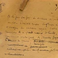 Un des quelque 6 000 feuillets de Céline qui viennent de refaire surface, photographié le 10 août 2021.