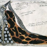 Dessin du costume de la Fée Carabosse, Leon Bakst pour le ballet La Belle au Bois Dormant de Tchaïkovsky (chorégraphie de Marius Petipa, 1921)