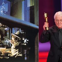 DER ANGRIFF DER GEGENWART AUF DIE ÜBRIGE ZEIT / BRD 1985. / Filmmaker Alexander Kluge speaks after winning the Lola Honourary Award at the German Film Award 2008