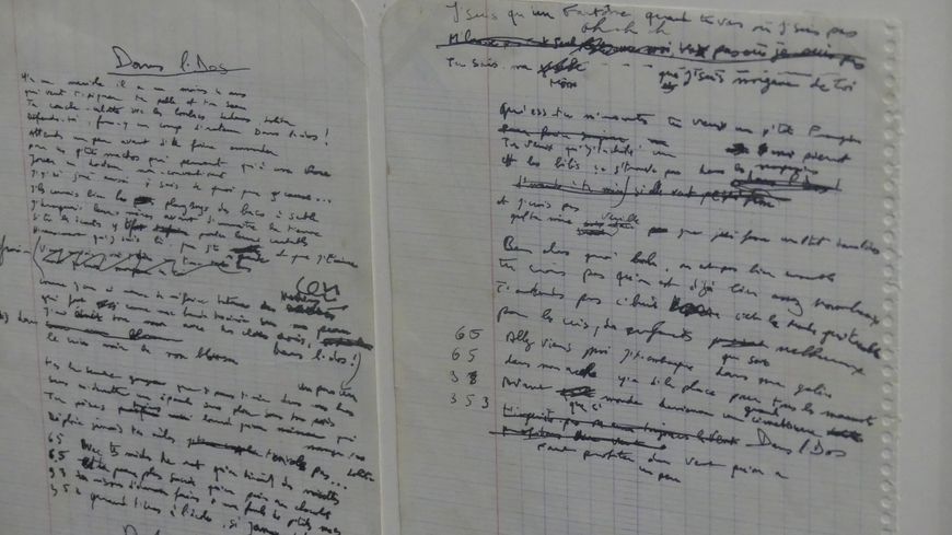 Le manuscrit annoté de la chanson "Morgane de toi", initiallement intitulée "Dans l'dos"