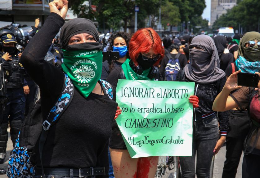 La décision de la Cour suprême fut précédée de nombreuses manifestations pour la dépénalisation de l'avortement (ici à Mexico en juillet 2020)