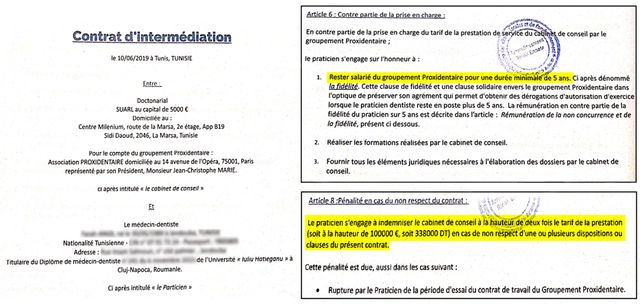 Exemplaire d’un contrat tunisien avec Doctonarial