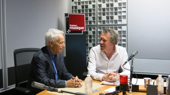 France Musique, studio 361 ... Gérard Davoust, Président des Éditions musicales Raoul Breton & Benoît Duteurtre, producteur de l'émission (g. à d.) ©Radio France - Annick Haumier / RF