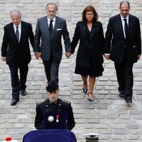 La fratrie Dassault lors de l'enterrement de leur père Serge le 1er juin 2018 à Paris. Il s'agit d'une des plus puissantes dynasties familiales en France.