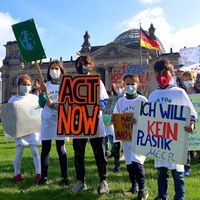 Enfants manifestant ce vendredi à Berlin.