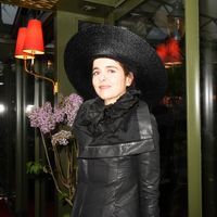 La romancière Amélie Nothomb auteure de "Premier sang" (Albin-Michel) à la Closerie des Lilas le 16 avril 2019 à Paris.