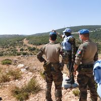 En patrouille dans le secteur Ouest, rencontre et point de situation avec les Casques bleus
