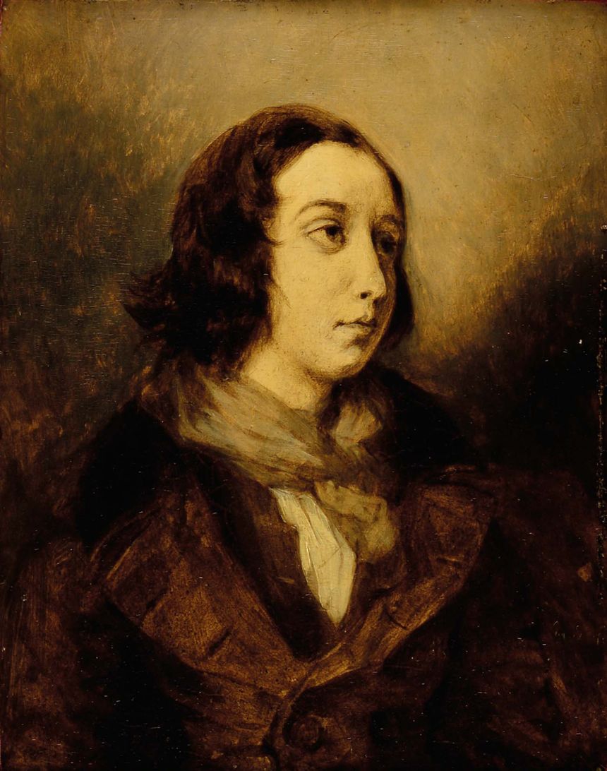 Portrait de George Sand habillée en homme, peinture d'Eugène Delacroix