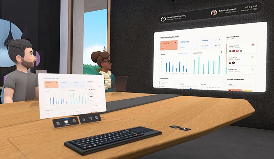 a picture "work rooms", the first professional experience of metavers in virtual reality by Facebook