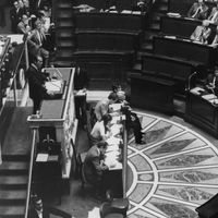 40 ans de la Loi sur l'abolition de la peine de mort. Ici Robert Badinter dans l'hémicycle de l'Assemblée Nationale