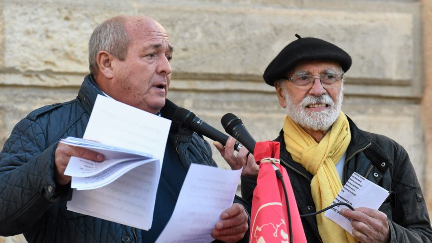 Patrick Jardin (à gauche) le 11 novembre 2019 lors d'un rassemblement de la Ligue du Midi, un groupe régionaliste identitaire, à Montpellier.