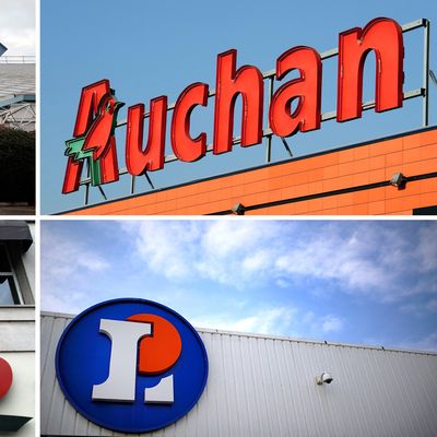 Enseignes de plusieurs magasins de grande distribution