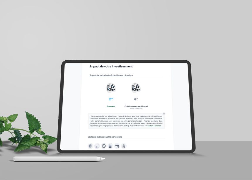 Aucun calcul à faire par l’utilisateur, aucune recherche, l’application se charge de tout comme ici des indications sur l'impact des investissements choisis