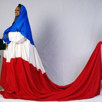 Azzedine Alaïa, Jessye Norman et Jean-Paul Goude. Préparatifs de la cérémonie du bicentenaire de la Révolution française, le 1 juillet 1989