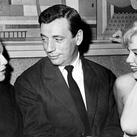 Simone Signoret, Yves Montand et Marilyn Monroe en janvier 1960