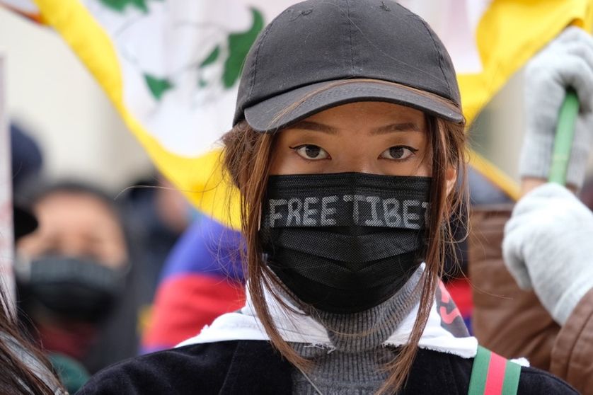 Mobilisation des tibétains lors d'une manifestation en juillet 2020 à Paris
