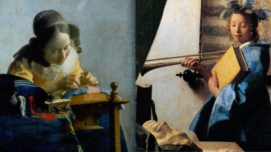 "La Dentellière" de Johannes Vermeer / "L'Art de la peinture" de Johannes van der Meer ©Getty