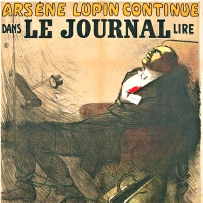 Affiche de Poulbot pour le feuilleton "813", une aventure d'Arsène Lupin pour "Le Journal" en 1910.