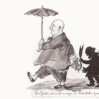 Anton Bruckner, persécuté par la critique (Eduard Hanslick, Max Kalbeck et Richard Heuberger)". Auteur : Wikimedia