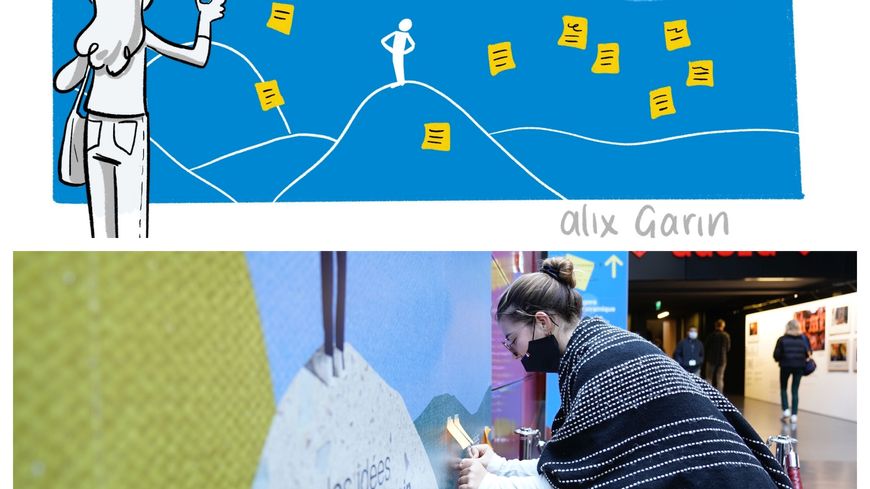 Les festivaliers étaient invités à écrire leurs idées de demain et les déposer sur la fresque à idées.