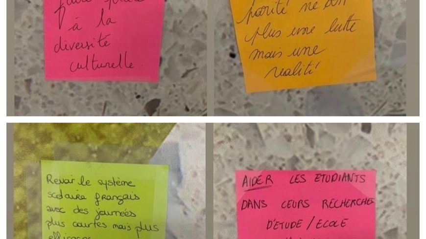 Quelques idées déposées par les festivaliers sur la fresque.