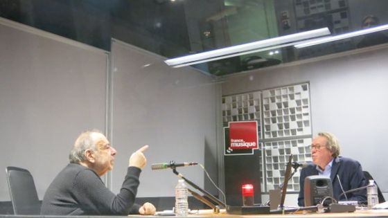 France Musique, studio 361 ... Philippe Sarde, compositeur de musiques de films & Benoît Duteurtre, producteur de l'émission (g. à d.) ©Radio France - Annick Haumier / RF