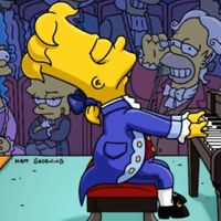 Scène de l'épisode En Marge de l'Histoire où Bart Simpson se met dans la peau de Mozart.