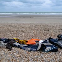 Wimereux, Hauts-de-France, 26 Novembre 2021, deux jours après le naufrage qui a couté la vie de 27 personnes dans la Manche.