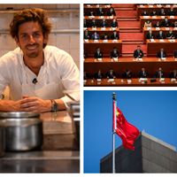 Hugo Roellinger // Xi Jinping, entouré de leaders chinois, lors du Congrès national du peuple.