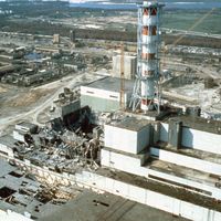 La centrale nucléaire de Tchernobyl en mai 1986, quelques semaines après la catastrophe du 26 avril.