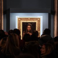 21 février 2017, exposition du Salvator Mundi de Léonard de Vinci au musée diocésien de Naples (Italie)