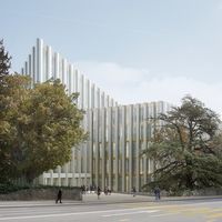 Image de synthèse du projet de Pierre-Alain Dupraz pour la Cité de la musique de Genève