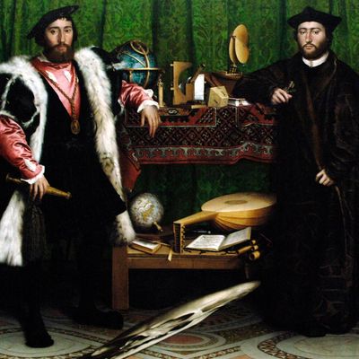 Les ambassadeurs, 1533. Représente Jean de Dinteville et Georges de Selve, les ambassadeurs de François Ier. Peinture de Hans Holbein (1497-1543).