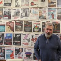 Moscou, le 11 novembre 2021. Dmitri Mouratov, dans les locaux du journal Novaïa gazeta, dont il est le directeur de la rédaction.