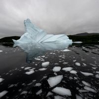 Sur cette photo d'archives prise le 03 juillet 2019, un iceberg flotte au large de King's Point à Terre-Neuve, au Canada.