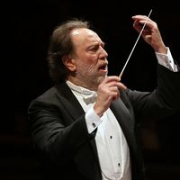 Le chef Riccardo Chailly dirige l'Orchestre du Théâtre de la Scala de Milan dans l'Opéra Macbeth