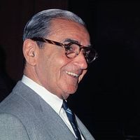 Le 2 mai 1968 : le compositeur et parolier Irving Berlin au Radio City Music Hall, New York, USA