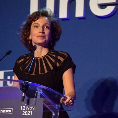 La directrice générale de l’UNESCO Audrey Azoulay à Paris le 12 novembre 2021.