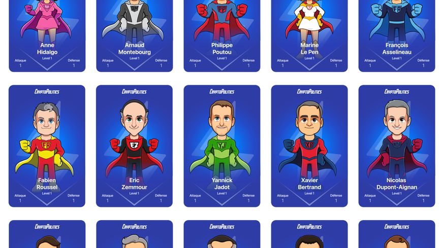Une partie des cartes du jeu "Cryptopolitics"